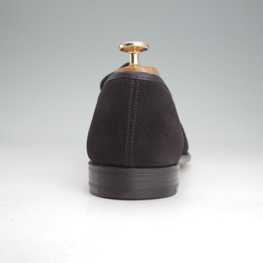 未使用★クロケット&ジョーンズ 8.5E【現行定価10万円以上★JERSEY/348ラスト】コインローファー/スエード/黒/Crockett&Jones★o378