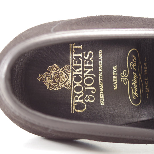 未使用★クロケット&ジョーンズ 8.5E【現行定価10万円以上★JERSEY/348ラスト】コインローファー/スエード/黒/Crockett&Jones★o378