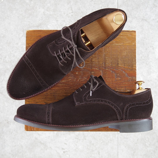 美品★(スペイン製)YANKO/ヤンコ SIZE 9【ブラックラピド製法★セミブローグ/濃茶】14346/スエード/メンズ★o929