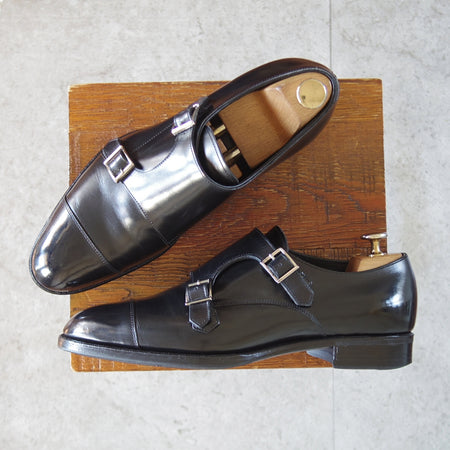 極上★三陽山長 SIZE 7【定価￥104,500-★源四郎/R2010ラスト】ダブルモンク/カーフ/黒/GENSHIRO/Sanyo Yamacho★p519