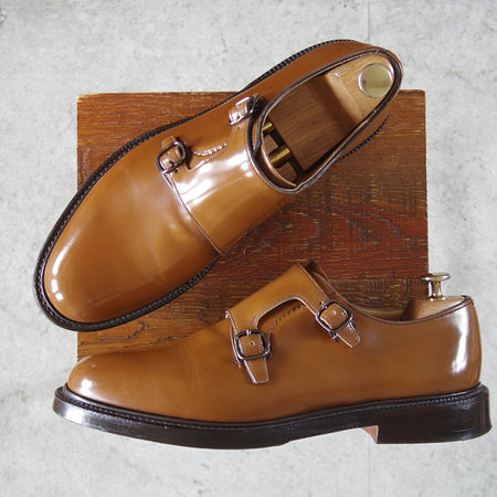 美品★チャーチ 85F/UK8.5【貴重★SHANNON同仕様のダブルモンク/LAMBOURN】103ラスト/ポリッシュドバインダーカーフ/茶/Church's★n869