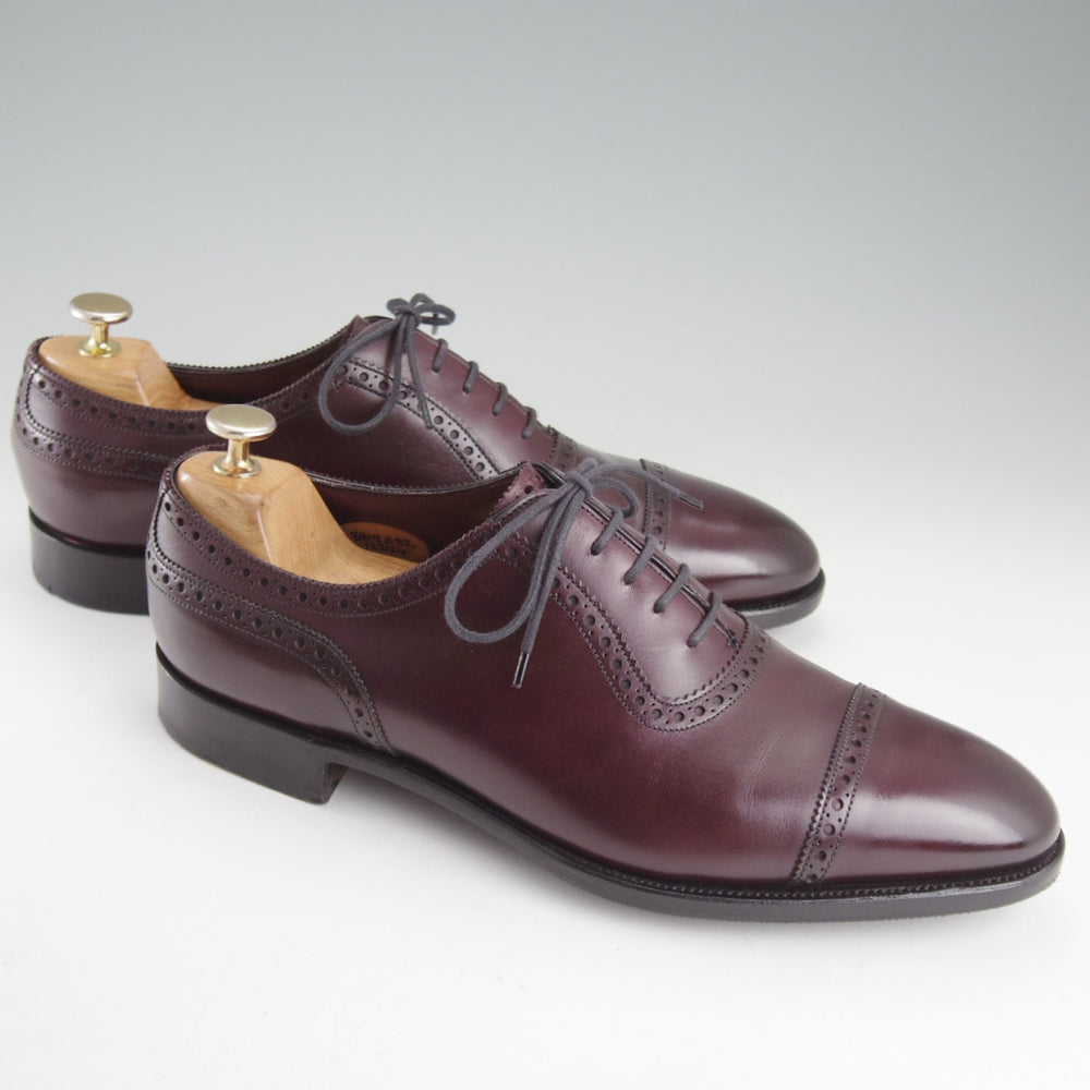 美品★エドワードグリーン 8.5E【現行定価20万円以上★CANTERBURY/82ラスト】クォーターブローグ/NIGHT SHADE/赤茶/EDWARD GREEN★o932