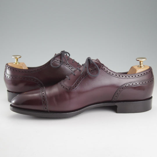美品★エドワードグリーン 8.5E【現行定価20万円以上★CANTERBURY/82ラスト】クォーターブローグ/NIGHT SHADE/赤茶/EDWARD GREEN★o932