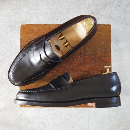 ほぼ試着程度★クロケット&ジョーンズ UK9/US9.5D【(米)ラルフローレン別注★POLO Ralph Lauren】コインローファー/黒/メンズ★o388