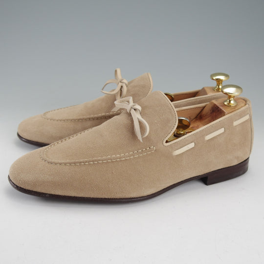 ほぼ未使用★(伊)サントーニ SIZE 5【貴重★ビームスF別注/リボンローファー】スリッポン/スエード/薄茶/メンズ/BEAMS/Santoni★o387