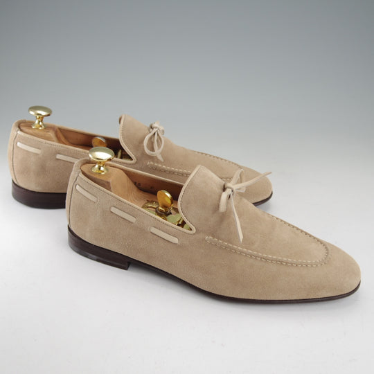 ほぼ未使用★(伊)サントーニ SIZE 5【貴重★ビームスF別注/リボンローファー】スリッポン/スエード/薄茶/メンズ/BEAMS/Santoni★o387