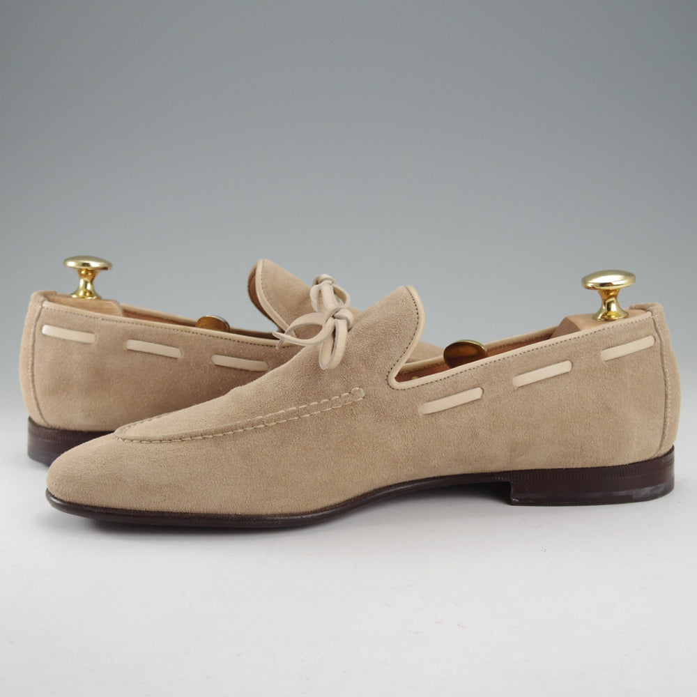 ほぼ未使用★(伊)サントーニ SIZE 5【貴重★ビームスF別注/リボンローファー】スリッポン/スエード/薄茶/メンズ/BEAMS/Santoni★o387