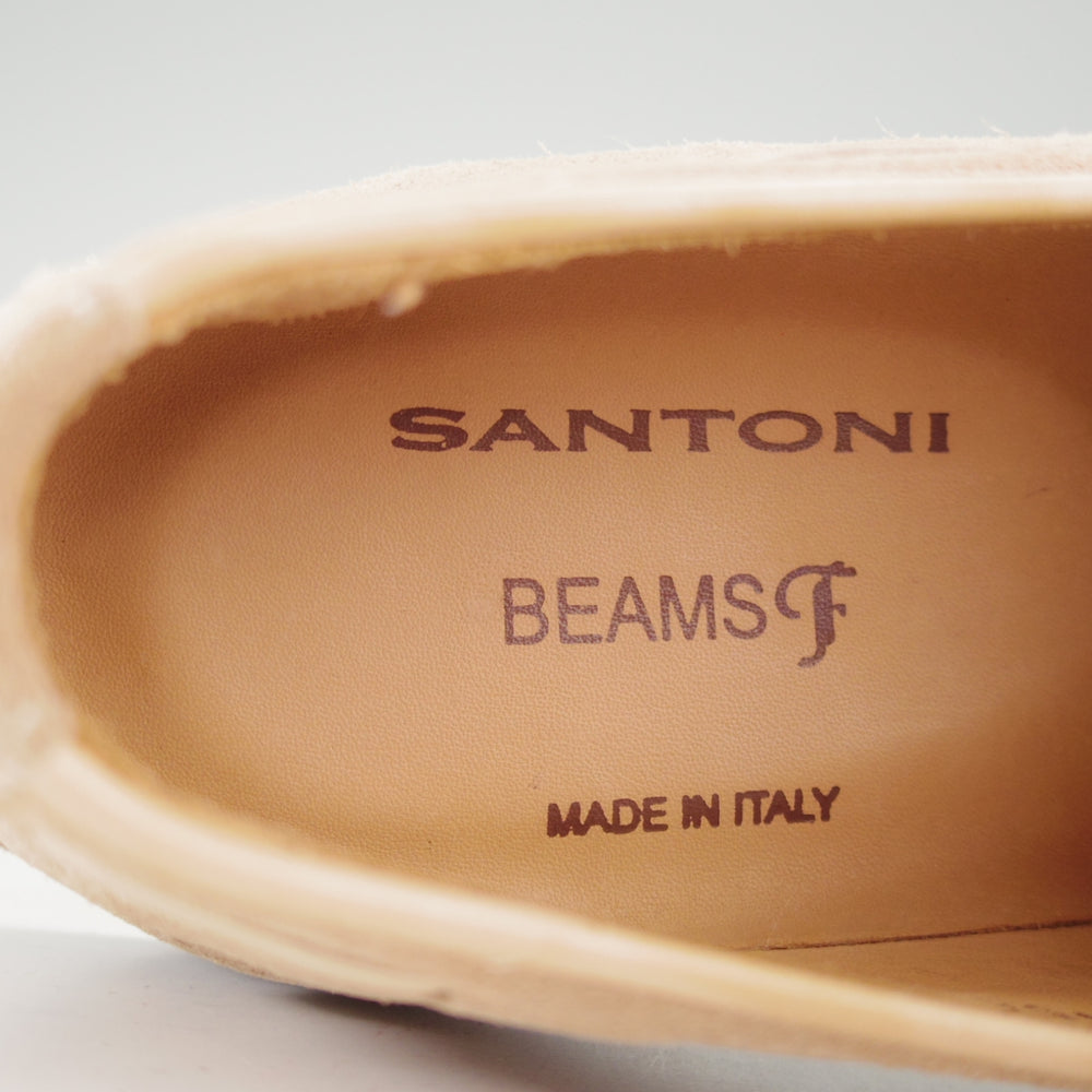 ほぼ未使用★(伊)サントーニ SIZE 5【貴重★ビームスF別注/リボンローファー】スリッポン/スエード/薄茶/メンズ/BEAMS/Santoni★o387