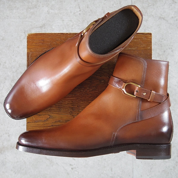 未使用★ラルフローレン・パープルレーベル UK9.5/US10E【現行定価￥176,000-★ブラックラピド製法/(伊)シルヴァノ・サセッティ製】ブーツ/茶/★n376