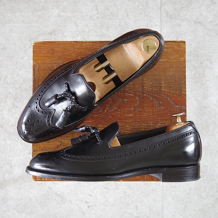 極美品★(英)チーニー 7F【定価￥74,800-★タッセルローファー/HARRIS】214ラスト/スリッポン/カーフ/黒/メンズ/CHEANEY★n385