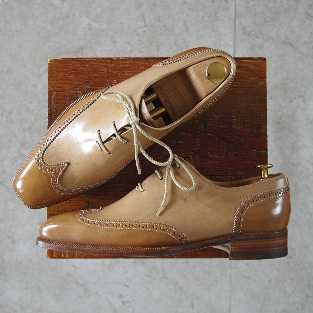 未使用★(伊)LIDFORT/リドフォルト SIZE 6.5【★ブラインドブローグ/薄茶】カーフ/メンズ★o944