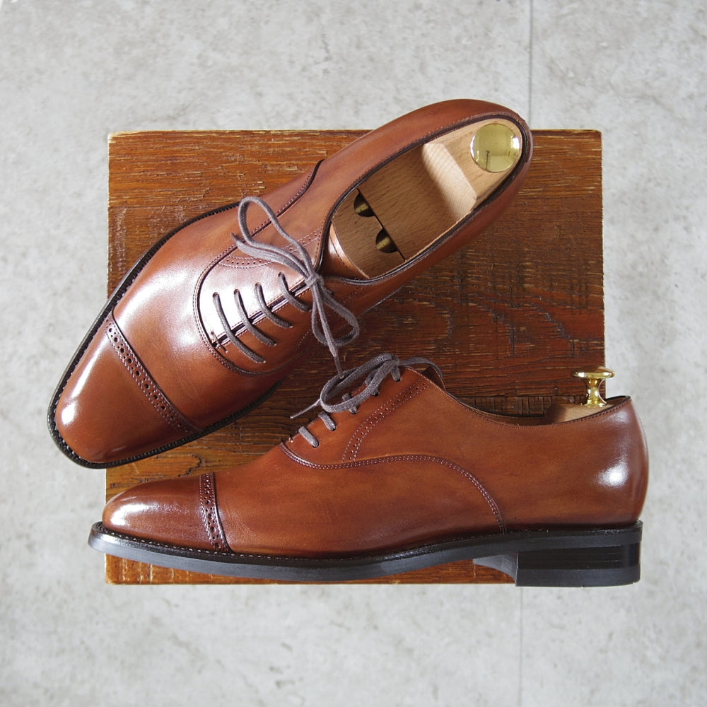 極美品★三陽山長 SIZE 6.5【定価￥94,600-★勇也/R3010ラスト】パンチドキャップトゥ/カーフ/茶/メンズ/YUYA/Sanyo Yamacho★o948