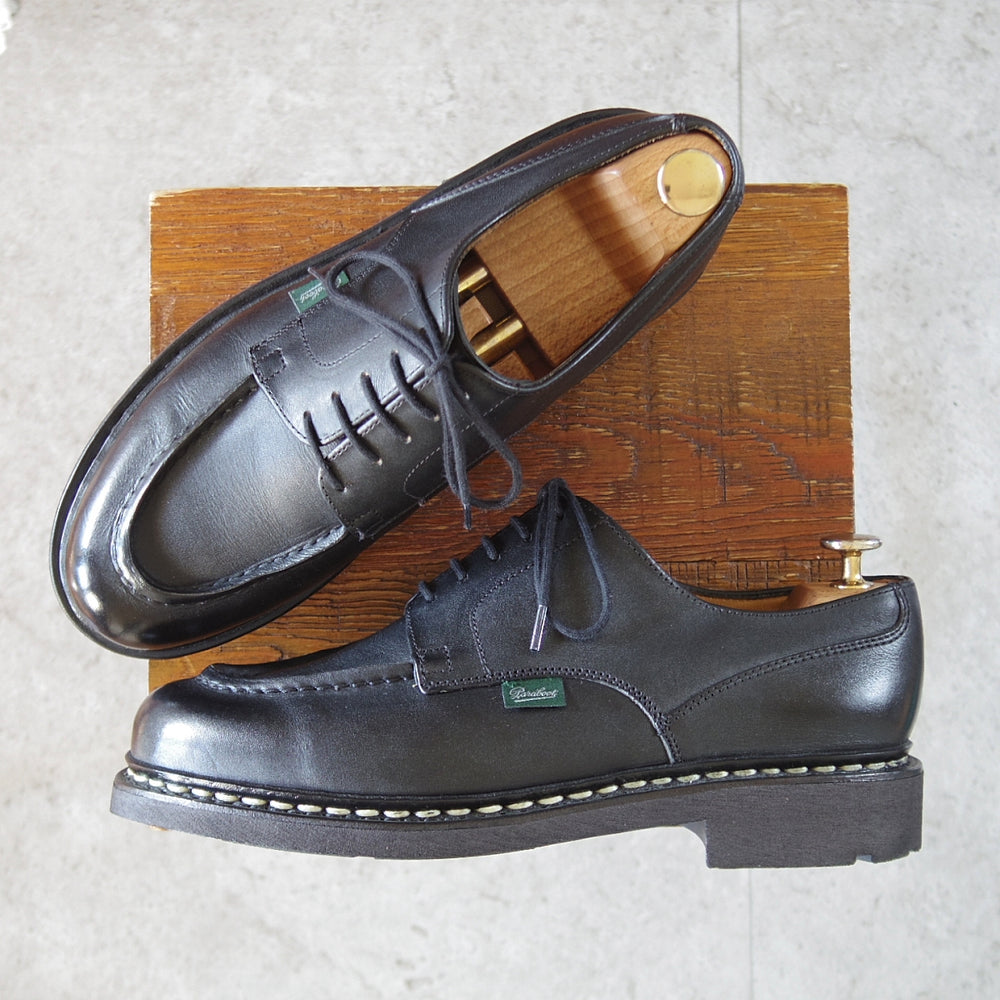 極美品★パラブーツ SIZE 7.5【定価￥110,000-★シャンボード/CHAMBORD】Uチップ/TEXソール/リスレザー/NOIR/黒/メンズ/Paraboot★p539