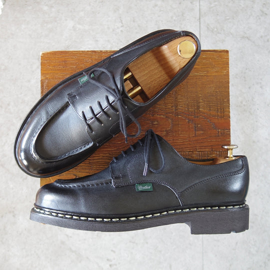 極美品★パラブーツ SIZE 7.5【定価￥110,000-★シャンボード/CHAMBORD】Uチップ/TEXソール/リスレザー/NOIR/黒/メンズ/Paraboot★p539