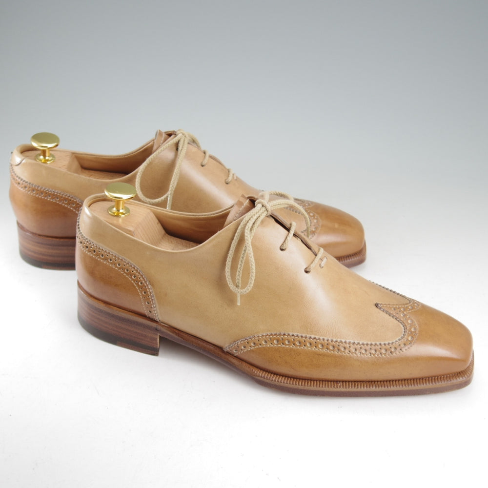 未使用★(伊)LIDFORT/リドフォルト SIZE 6.5【★ブラインドブローグ/薄茶】カーフ/メンズ★o944