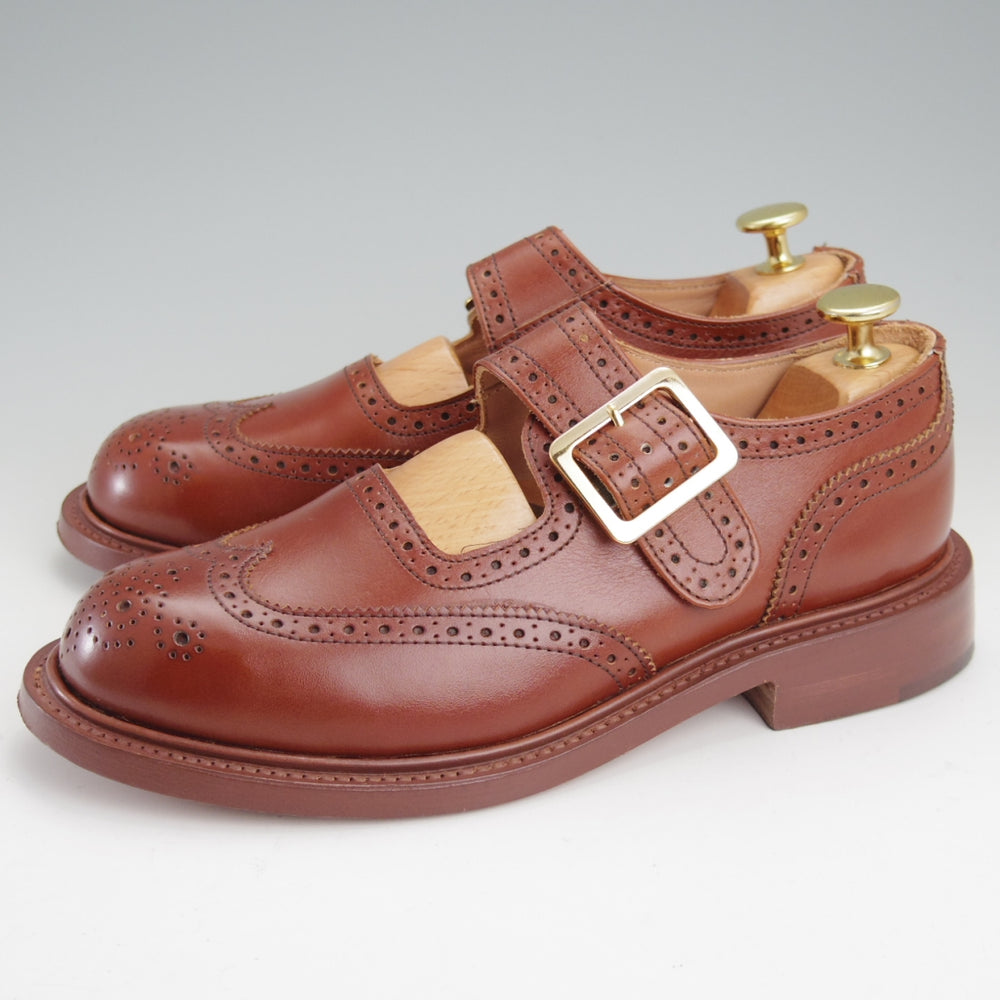 ほぼ試着程度★トリッカーズ(レディース) SIZE 4【定価￥132,000-★メリージェーン/L6011】MARY JANE/カーフ/茶/Tricker's★n876