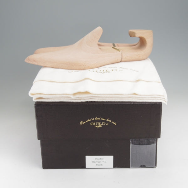 未使用★(浅草)ギルド・オブ・クラフツ SIZE 7(S)【定価￥115,500-★Blackie/(英国製)純正ツリー付】ストレートチップ/黒/カーフ★n389