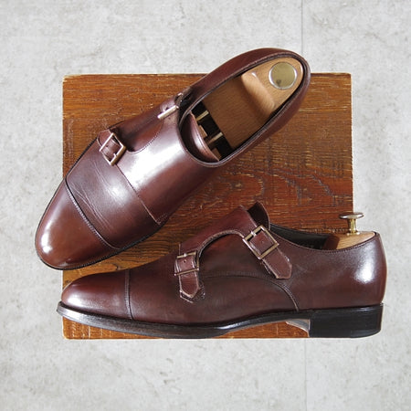 極上★三陽山長 SIZE 7【定価￥104,500-★源四郎/ダブルモンク/R2010ラスト】カーフ/濃茶/メンズ/Sanyo Yamacho★n393