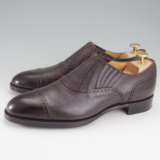 極美品★三陽山長 7.5D【注文価格12万円程度★ユタカーフ仕様/十志郎/R2010ラスト】サイドエラスティック/濃茶/メンズ★o410