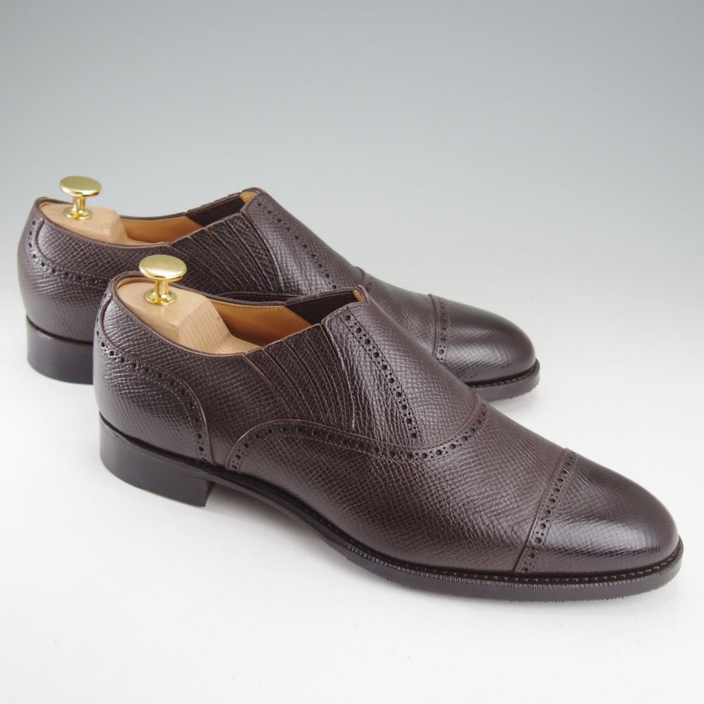 極美品★三陽山長 7.5D【注文価格12万円程度★ユタカーフ仕様/十志郎/R2010ラスト】サイドエラスティック/濃茶/メンズ★o410