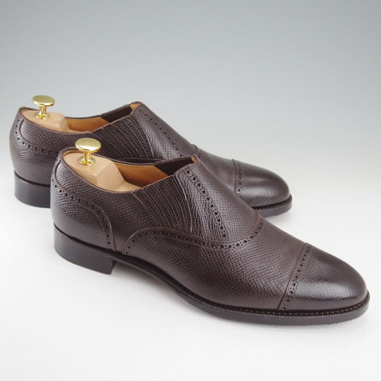 極美品★三陽山長 7.5D【注文価格12万円程度★ユタカーフ仕様/十志郎/R2010ラスト】サイドエラスティック/濃茶/メンズ★o410