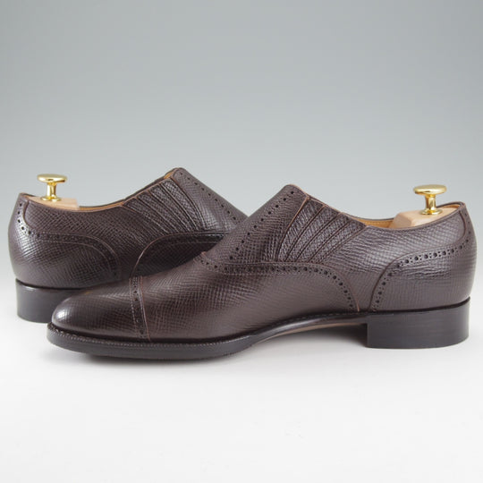 極美品★三陽山長 7.5D【注文価格12万円程度★ユタカーフ仕様/十志郎/R2010ラスト】サイドエラスティック/濃茶/メンズ★o410