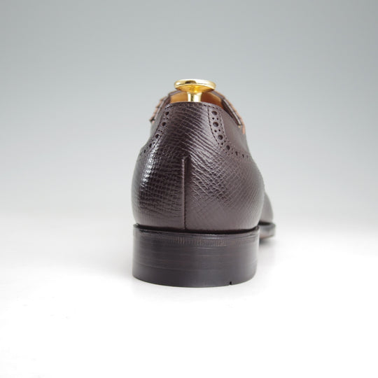 極美品★三陽山長 7.5D【注文価格12万円程度★ユタカーフ仕様/十志郎/R2010ラスト】サイドエラスティック/濃茶/メンズ★o410