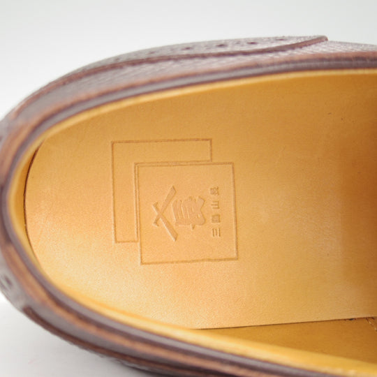 極美品★三陽山長 7.5D【注文価格12万円程度★ユタカーフ仕様/十志郎/R2010ラスト】サイドエラスティック/濃茶/メンズ★o410