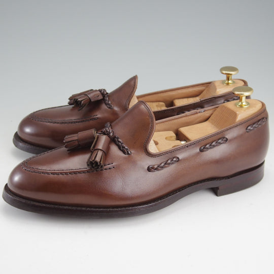 美品★クロケット&ジョーンズ 7.5E【定価￥125,400-★バーニーズNY別注/LANGHAM 3】375ラスト/タッセルローファー/濃茶/メンズ★n890