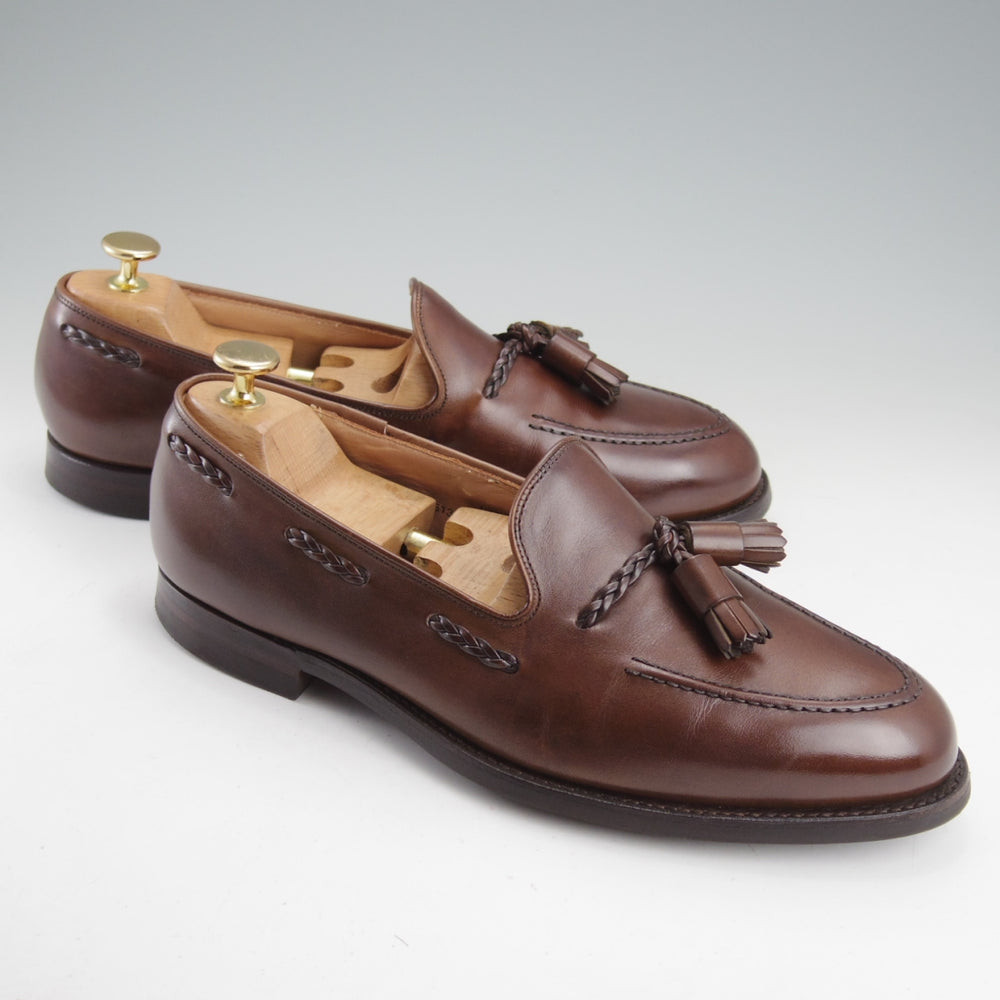 美品★クロケット&ジョーンズ 7.5E【定価￥125,400-★バーニーズNY別注/LANGHAM 3】375ラスト/タッセルローファー/濃茶/メンズ★n890