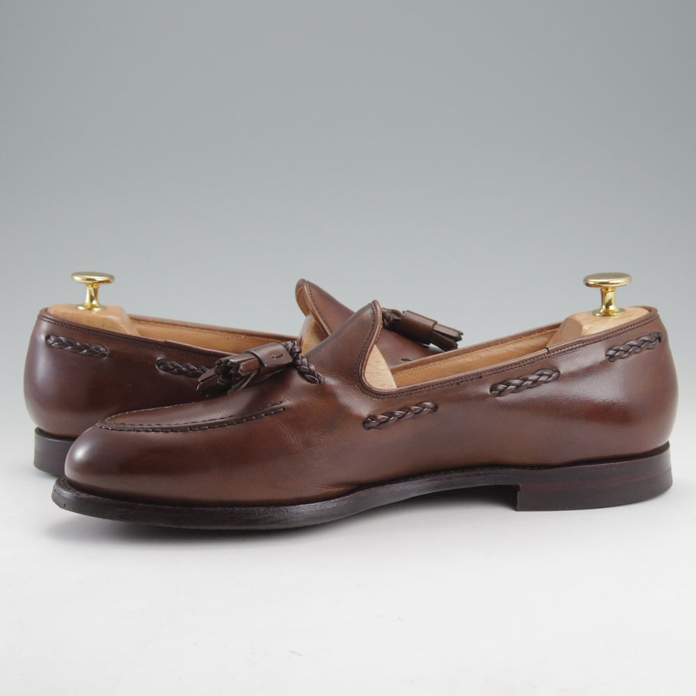 美品★クロケット&ジョーンズ 7.5E【定価￥125,400-★バーニーズNY別注/LANGHAM 3】375ラスト/タッセルローファー/濃茶/メンズ★n890